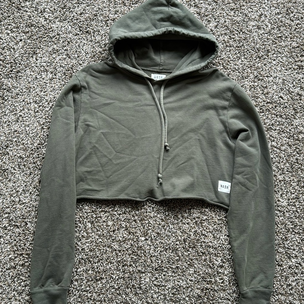 Womens Nash cropped army green sweatshirt
